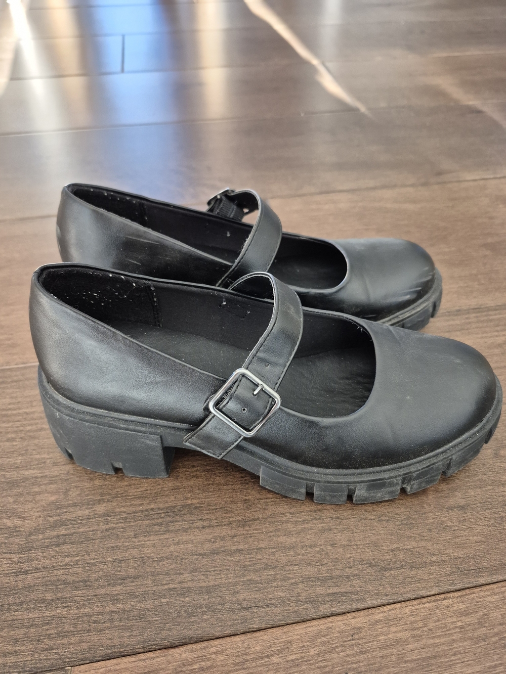 Chunky Black Mary Jane Clog with Buckle Strap